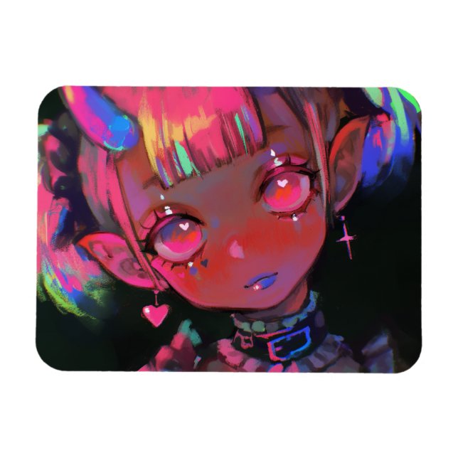 Magnet Flexible Fille Démon Kawaii Néon Pastel Goth (Horizontal)