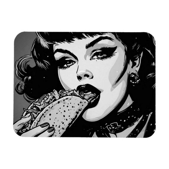 Magnet Flexible Fille gothique de style graphique BW des années 50 (Horizontal)