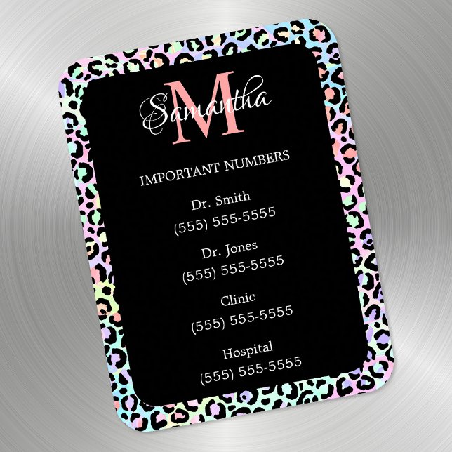 Magnet Flexible Fille léopard arc-en-ciel et noir numéros importan (Créateur téléchargé)