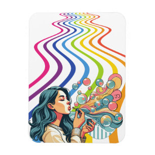 Magnet Flexible fille souffler bulles abstraites illustration art