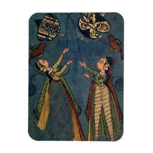 Magnet Flexible Filles pilotant des cerfs-volants, peinture