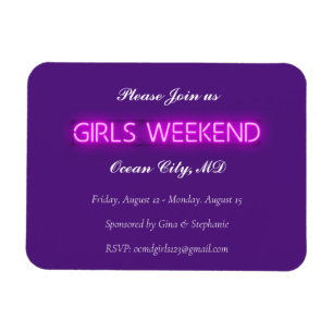 Magnet Flexible FILLES WEEK-END Neon LED Signet Invitation Carte p