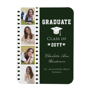 Magnet Flexible Filmstrip Four Photo Collage Graduation Green