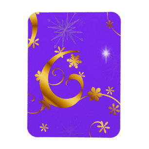 Magnet Flexible Fils d'or et étoiles Violet Noël