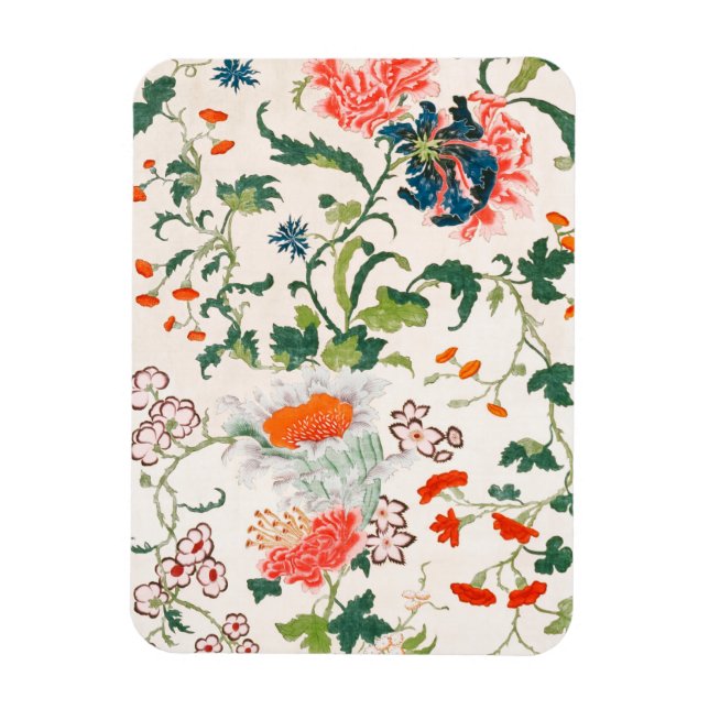 Magnet Flexible Fine China silk flower design mid 18th century (Vertical)