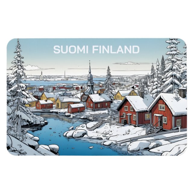 Magnet Flexible Finlande Illustration hivernale (Horizontal)