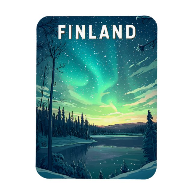 Magnet Flexible Finlande Illustration Voyage Art Vintage (Vertical)