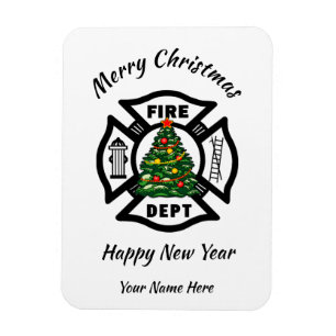 Magnet Flexible Firefighter Christmas Fire Dept Holiday Card