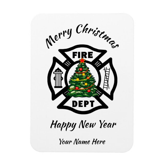 Magnet Flexible Firefighter Christmas Fire Dept Holiday Card (Vertical)