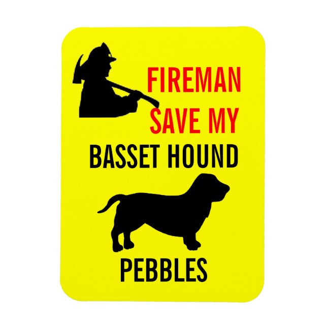 Magnet Flexible Firemer Personnalisé Sauvez Mon Basset Hound Fire  (Vertical)
