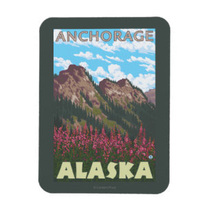 Magnet Flexible Fireweed et montagnes - Anchorage, Alaska