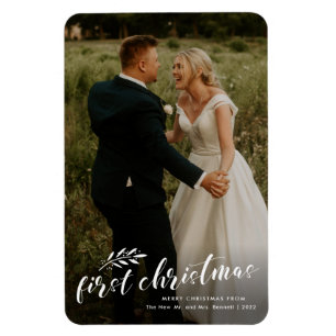 Magnet Flexible First Christmas Script Wedding Photo Holiday Card