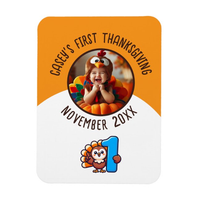 Magnet Flexible First Thanksgiving Baby Custom Photo Ajouter un no (Vertical)