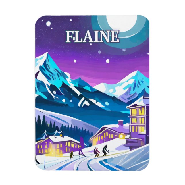 Magnet Flexible Flaine : Art Moderne dans les Alpes enneigées (Vertical)