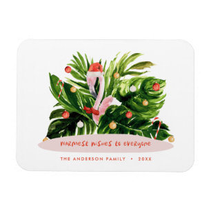 Magnet Flexible Flamant rose botanique de palme moderne de Noël tr