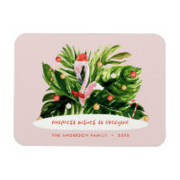 Flamant rose botanique de palme moderne de Noël tr