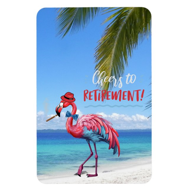 Magnet Flexible Flamant rose de retraite sur Tropical Beach (Vertical)