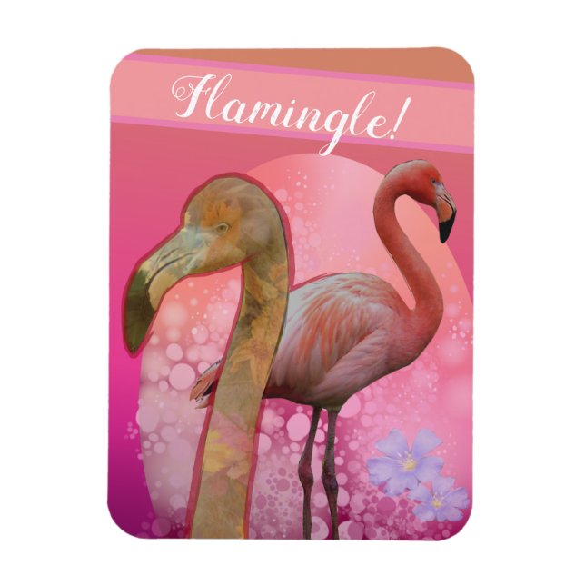 Magnet Flexible Flamant rose floral flamand (Vertical)