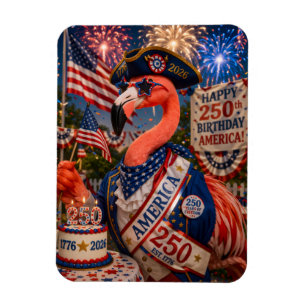 Magnet Flexible Flamant Rose Joyeux 250e Anniversaire Amérique 4 j