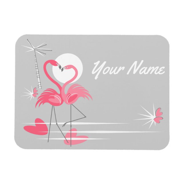 Magnet Flexible Flamant rose Love Côté Nom aimant flexible (Horizontal)