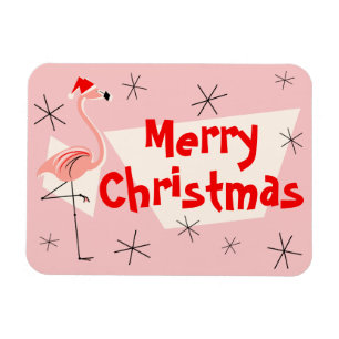 Magnet Flexible Flamant rose Père Noël Rose Joyeux Noël flexible