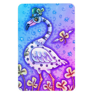 MAGNET FLEXIBLE FLAMANT ROSE POLKA DOT, COLORÉ ST. JOUR DE PATRICK