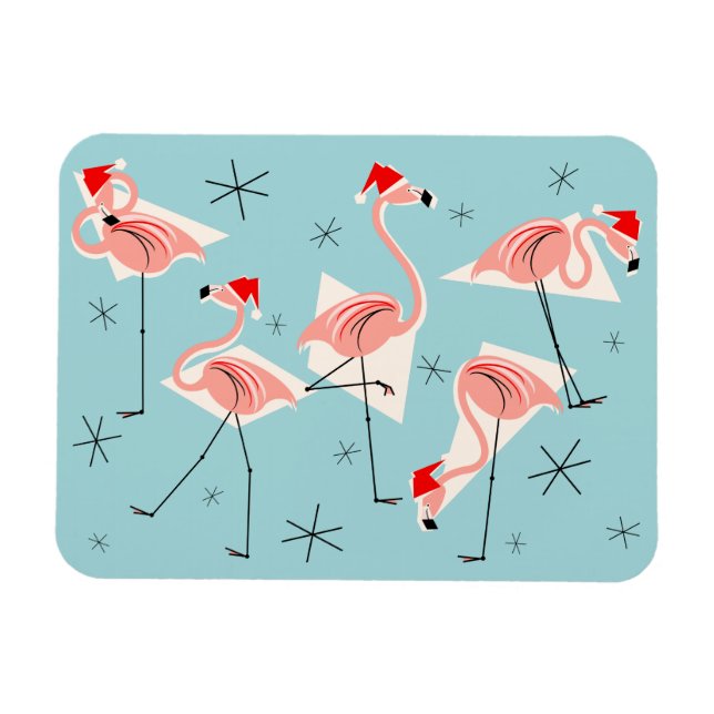 Magnet Flexible Flamant rose Santas Aimant bleu flexible (Horizontal)