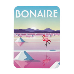 Magnet Flexible Flamants roses à Bonaire Caraïbes néerlandaises