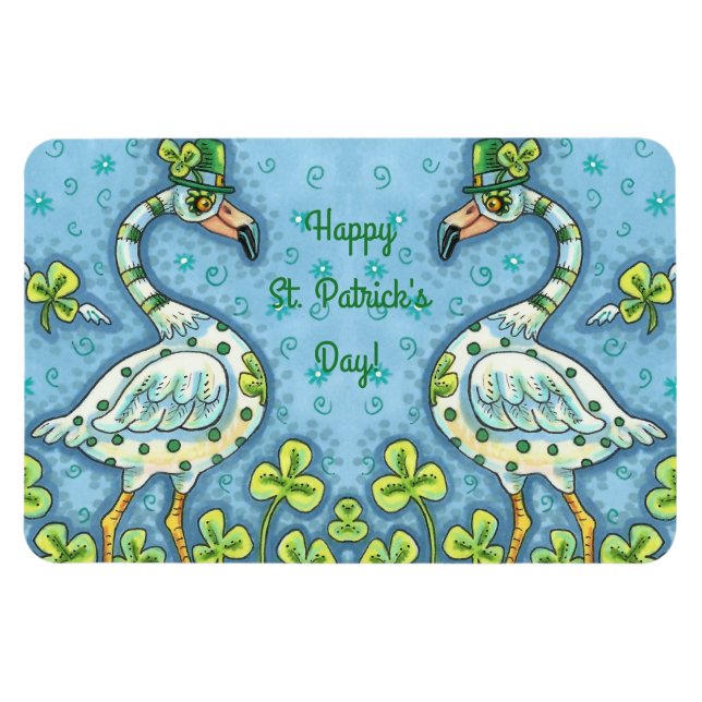 MAGNET FLEXIBLE FLAMANTS ROSES POLKA DOT VERT, FUNNY ST. JOUR DE P (Horizontal)