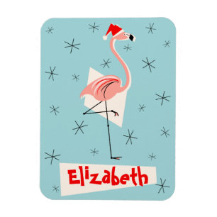 Magnet Flexible Flamingo Santa Bleu Nom aimant portrait flexible