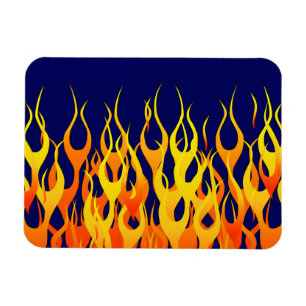 Magnet Flexible Flammes de course classique feu sur Décor bleu mar