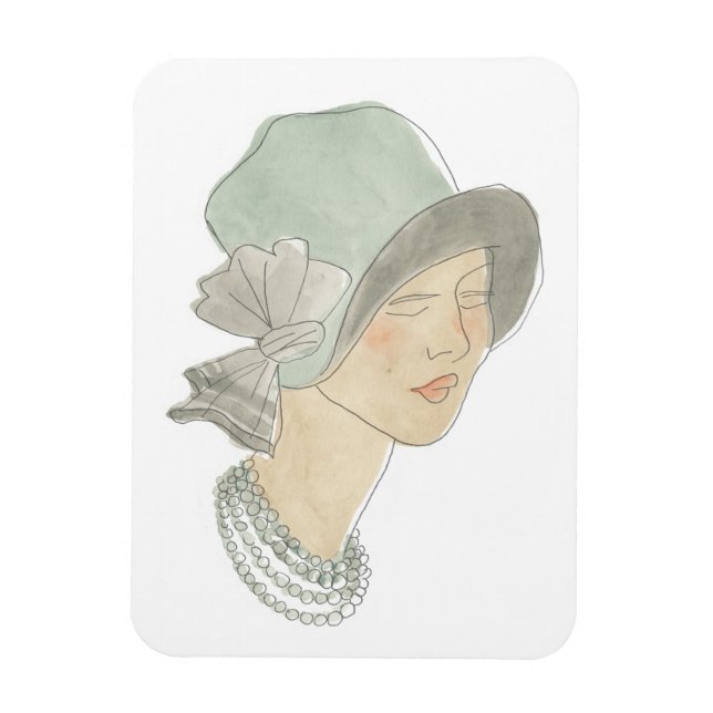 Magnet Flexible Flapper Fashion Sketch - Femme avec Casquette (Vertical)