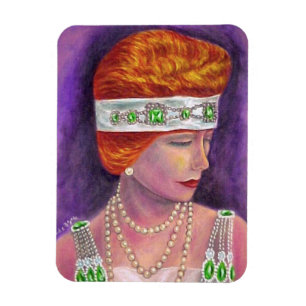 Magnet Flexible Flapper Girl Pearls Emeralds Headband 1920s Jewels