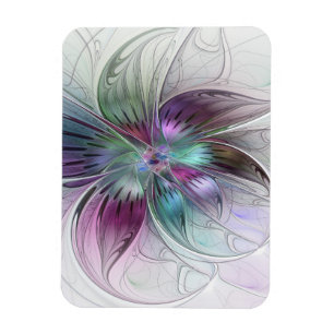 Magnet Flexible Fleur Abstraite Colorée Art Fractal Floral Moderne