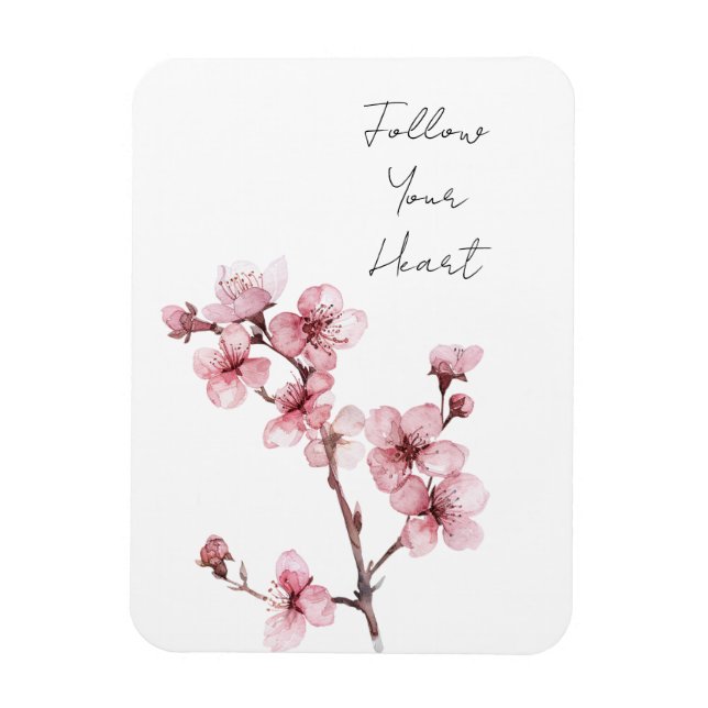 Magnet Flexible Fleur de cerise rose blanche (Vertical)