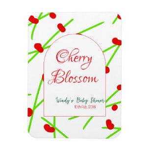 Magnet Flexible Fleur de cerisier en forme d'arche rouge vert baby