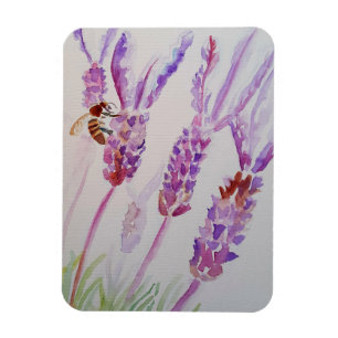 Magnet Flexible Fleur de lavande et aquarelle d'abeille