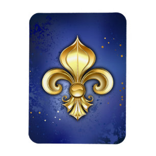 Magnet Flexible Fleur de lis dorée sur fond bleu