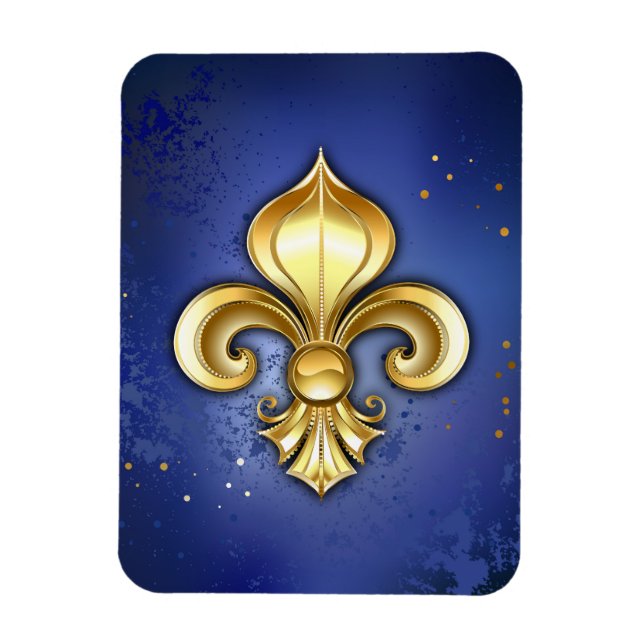 Magnet Flexible Fleur de lis dorée sur fond bleu (Vertical)