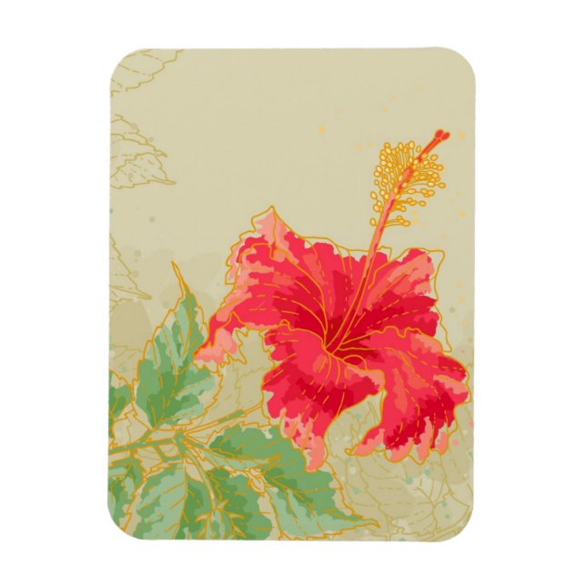 Magnet Flexible Fleur d'Hibiscus sur arrière - plan tonique (Vertical)