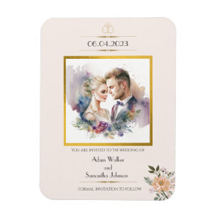 Magnet Flexible Fleur d'or Couple traditionnel Enregistrer la date