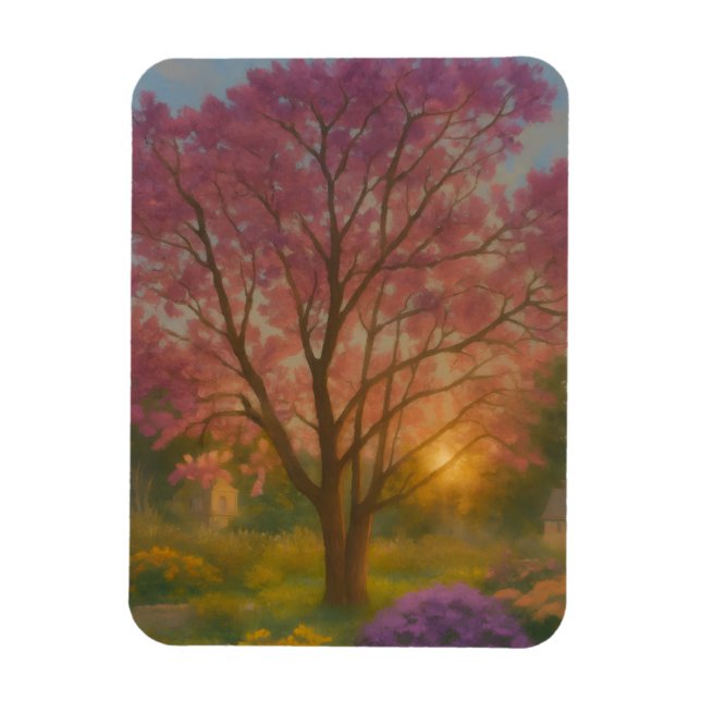 Magnet Flexible Fleur d'or - Peinture de jardin couché de soleil (Vertical)