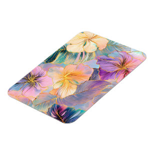 Magnet Flexible Fleur Exotique Feuille en fleurs bleues