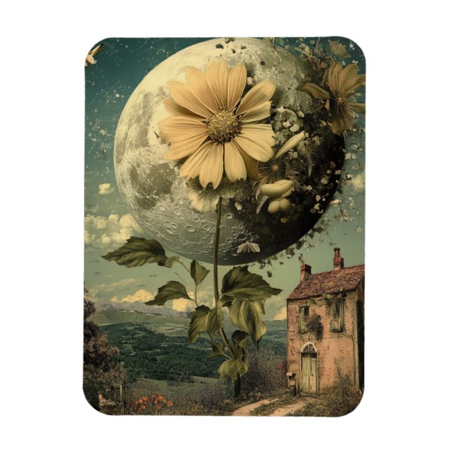 Magnet Flexible Fleur Lune et charme Vintage (Vertical)
