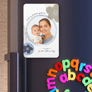 Magnet Flexible Fleur Pop Art Photo Modifiable Occasion Bleu Gris