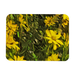 Magnet Flexible Fleur sauvage jaune marguerites Abstrait
