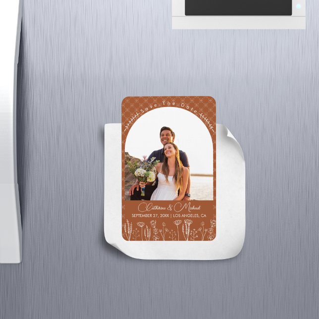 Magnet Flexible Fleur sauvage orange brûlé Mariage d'arc de Bohême (Créateur téléchargé)