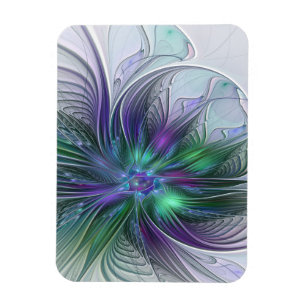 Magnet Flexible Fleur vert violet Art Abstrait moderne Fractal