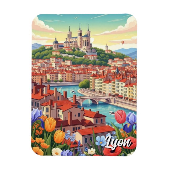 Magnet Flexible Fleurs à Lyon France Basilique Voyage (Vertical)