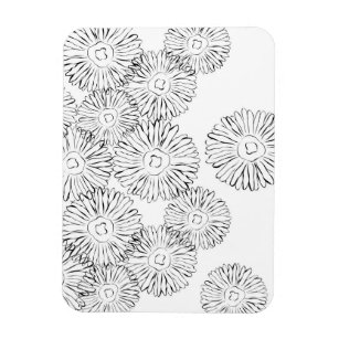 Magnet Flexible Fleurs abstraites de printemps noir et blanc